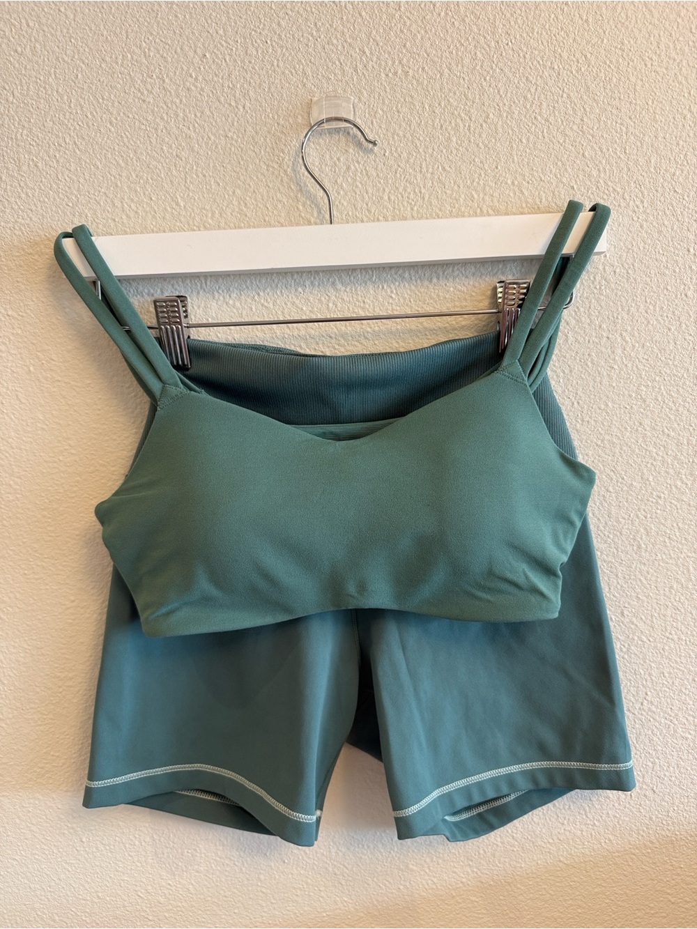 Nike Double-Strap Sports Bra and High-Waist Shorts Set - Teal Green [S]